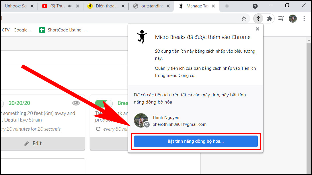 H&atilde;y B&acirc;t t&iacute;nh năng đồng bộ h&oacute;a để sử dụng ứng dụng.